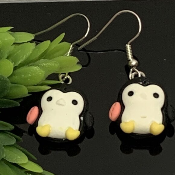 Penguin Earring, Penguin Jewelry, Christmas Earrings, Silly Animal Earring, Gift - Picture 1 of 5
